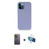 MARSİLYAN™- iPhone 12 Pro Kılıf Zirve Modern Özel Seri - Siyah 3D Antistatik Cam Ekran Koruyucu + Neon Fosforlu Kamera Lens - YL