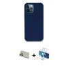 MARSİLYAN™- iPhone 12 Pro Kılıf Zirve Modern Özel Seri - Siyah 3D Antistatik Cam Ekran Koruyucu + Rainbow Kamera Lens Koruma Cam - GD