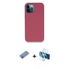 MARSİLYAN™- iPhone 12 Pro Kılıf Zirve Modern Özel Seri - Siyah 3D Antistatik Cam Ekran Koruyucu + Shine Kamera Lens Koruma Cam - PE