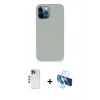 MARSİLYAN™- iPhone 12 Pro Kılıf Zirve Modern Özel Seri - Siyah 3D Antistatik Cam Ekran Koruyucu + Shine Kamera Lens - MI