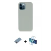 MARSİLYAN™- iPhone 12 Pro Kılıf Zirve Modern Özel Seri - Siyah 3D Antistatik Cam Ekran Koruyucu + Shine Kamera Lens Koruma Cam - GI