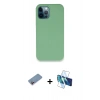 MARSİLYAN™- iPhone 12 Pro Kılıf Zirve Modern Özel Seri - Siyah 3D Antistatik Cam Ekran Koruyucu + Shine Kamera Lens Koruma Cam - PE