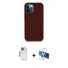 MARSİLYAN™- iPhone 12 Pro Kılıf Zirve Modern Özel Seri - Siyah 3D Antistatik Cam Ekran Koruyucu + Shine Kamera Lens - MI