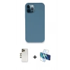MARSİLYAN™- iPhone 12 Pro Kılıf Zirve Modern Özel Seri - Siyah 3D Antistatik Cam Ekran Koruyucu + Shine Kamera Lens - GD
