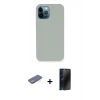 MARSİLYAN™- iPhone 12 Pro Kılıf Zirve Modern Özel Seri - Siyah 3D Antistatik Hayalet Cam Ekran Koruyucu + Renkli Kamera Lens Koruma Cam - YL
