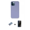 MARSİLYAN™- iPhone 12 Pro Kılıf Zirve Modern Özel Seri - Siyah 3D Antistatik Hayalet Cam Ekran Koruyucu + Shine Kamera Lens Koruma Cam - PE