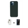 MARSİLYAN™- iPhone 12 Pro Kılıf Zirve Modern Özel Seri - Siyah 3D Antistatik Hayalet Cam Ekran Koruyucu + Shine Kamera Lens - GD