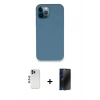 MARSİLYAN™- iPhone 12 Pro Kılıf Zirve Modern Özel Seri - Siyah 3D Antistatik Hayalet Cam Ekran Koruyucu + Shine Kamera Lens - MI