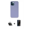 MARSİLYAN™- iPhone 12 Pro Kılıf Zirve Modern Özel Seri - Siyah 3D Antistatik Hayalet Cam Ekran Koruyucu + Kamera Lens Koruma Cam - SF