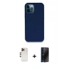 MARSİLYAN™- iPhone 12 Pro Kılıf Zirve Modern Özel Seri - Siyah 3D Antistatik Hayalet Cam Ekran Koruyucu + Shine Kamera Lens - GD