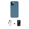 MARSİLYAN™- iPhone 12 Pro Kılıf Zirve Modern Özel Seri - Siyah 3D Antistatik Hayalet Cam Ekran Koruyucu + Shine Kamera Lens - GD