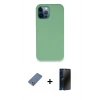 MARSİLYAN™- iPhone 12 Pro Kılıf Zirve Modern Özel Seri - Siyah 3D Antistatik Hayalet Cam Ekran Koruyucu + Metal Kamera Lens Koruma Cam - AKYL