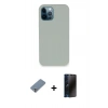 MARSİLYAN™- iPhone 12 Pro Kılıf Zirve Modern Özel Seri - Siyah 3D Antistatik Hayalet Cam Ekran Koruyucu + Metal Kamera Lens Koruma Cam - GS