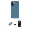 MARSİLYAN™- iPhone 12 Pro Kılıf Zirve Modern Özel Seri - Siyah 3D Antistatik Hayalet Cam Ekran Koruyucu + Metal Kamera Lens Koruma Cam - GS