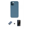 MARSİLYAN™- iPhone 12 Pro Kılıf Zirve Modern Özel Seri - Siyah 3D Antistatik Hayalet Cam Ekran Koruyucu + Metal Kamera Lens Koruma Cam - AKYL