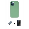 MARSİLYAN™- iPhone 12 Pro Kılıf Zirve Modern Özel Seri - Siyah 3D Antistatik Hayalet Cam Ekran Koruyucu + Metal Kamera Lens Koruma Cam - KI