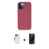MARSİLYAN™- iPhone 12 Pro Kılıf Zirve Modern Özel Seri - Siyah 3D Antistatik Hayalet Cam Ekran Koruyucu + Shine Kamera Lens - GD