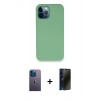 MARSİLYAN™- iPhone 12 Pro Kılıf Zirve Modern Özel Seri - Siyah 3D Antistatik Hayalet Cam Ekran Koruyucu + Neon Fosforlu Kamera Lens - MI