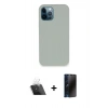 MARSİLYAN™- iPhone 12 Pro Kılıf Zirve Modern Özel Seri - Siyah 3D Antistatik Hayalet Cam Ekran Koruyucu + Kamera Lens Koruma Cam - SF