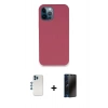 MARSİLYAN™- iPhone 12 Pro Kılıf Zirve Modern Özel Seri - Siyah 3D Antistatik Hayalet Cam Ekran Koruyucu + Shine Kamera Lens - MI