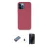 MARSİLYAN™- iPhone 12 Pro Kılıf Zirve Modern Özel Seri - Siyah 3D Antistatik Hayalet Cam Ekran Koruyucu + Metal Kamera Lens Koruma Cam - KI
