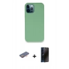 MARSİLYAN™- iPhone 12 Pro Kılıf Zirve Modern Özel Seri - Siyah 3D Antistatik Hayalet Cam Ekran Koruyucu + Renkli Kamera Lens Koruma Cam - TU