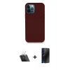 MARSİLYAN™- iPhone 12 Pro Kılıf Zirve Modern Özel Seri - Siyah 3D Antistatik Hayalet Cam Ekran Koruyucu + Kamera Lens Koruma Cam - SF