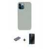 MARSİLYAN™- iPhone 12 Pro Kılıf Zirve Modern Özel Seri - Siyah 3D Antistatik Hayalet Cam Ekran Koruyucu + Renkli Kamera Lens Koruma Cam - TU