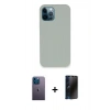 MARSİLYAN™- iPhone 12 Pro Kılıf Zirve Modern Özel Seri - Siyah 3D Antistatik Hayalet Cam Ekran Koruyucu + Neon Fosforlu Kamera Lens - MI