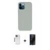 MARSİLYAN™- iPhone 12 Pro Kılıf Zirve Modern Özel Seri - Siyah 3D Antistatik Hayalet Cam Ekran Koruyucu + Shine Kamera Lens - MI