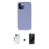 MARSİLYAN™- iPhone 12 Pro Kılıf Zirve Modern Özel Seri - Siyah 3D Antistatik Hayalet Cam Ekran Koruyucu + Shine Kamera Lens - MI