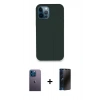 MARSİLYAN™- iPhone 12 Pro Kılıf Zirve Modern Özel Seri - Siyah 3D Antistatik Hayalet Cam Ekran Koruyucu + Neon Fosforlu Kamera Lens - MI