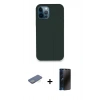 MARSİLYAN™- iPhone 12 Pro Kılıf Zirve Modern Özel Seri - Siyah 3D Antistatik Hayalet Cam Ekran Koruyucu + Renkli Kamera Lens Koruma Cam - YL