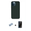 MARSİLYAN™- iPhone 12 Pro Kılıf Zirve Modern Özel Seri - Siyah 3D Antistatik Hayalet Cam Ekran Koruyucu + Shine Kamera Lens Koruma Cam - MI