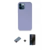 MARSİLYAN™- iPhone 12 Pro Kılıf Zirve Modern Özel Seri - Siyah 3D Antistatik Hayalet Cam Ekran Koruyucu + Metal Kamera Lens Koruma Cam - KI