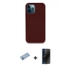 MARSİLYAN™- iPhone 12 Pro Kılıf Zirve Modern Özel Seri - Siyah 3D Antistatik Hayalet Cam Ekran Koruyucu + Shine Kamera Lens Koruma Cam - MI