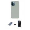 MARSİLYAN™- iPhone 12 Pro Kılıf Zirve Modern Özel Seri - Siyah 3D Antistatik Hayalet Cam Ekran Koruyucu + Metal Kamera Lens Koruma Cam - AKYL