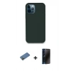 MARSİLYAN™- iPhone 12 Pro Kılıf Zirve Modern Özel Seri - Siyah 3D Antistatik Hayalet Cam Ekran Koruyucu + Shine Kamera Lens Koruma Cam - GD