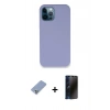 MARSİLYAN™- iPhone 12 Pro Kılıf Zirve Modern Özel Seri - Siyah 3D Antistatik Hayalet Cam Ekran Koruyucu + Metal Kamera Lens Koruma Cam - KUYL