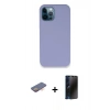 MARSİLYAN™- iPhone 12 Pro Kılıf Zirve Modern Özel Seri - Siyah 3D Antistatik Hayalet Cam Ekran Koruyucu + Renkli Kamera Lens Koruma Cam - TU