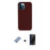 MARSİLYAN™- iPhone 12 Pro Kılıf Zirve Modern Özel Seri - Siyah 3D Antistatik Hayalet Cam Ekran Koruyucu + Metal Kamera Lens Koruma Cam - KUYL