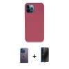 MARSİLYAN™- iPhone 12 Pro Kılıf Zirve Modern Özel Seri - Siyah 3D Antistatik Hayalet Cam Ekran Koruyucu + Neon Fosforlu Kamera Lens - MI