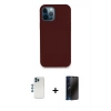 MARSİLYAN™- iPhone 12 Pro Kılıf Zirve Modern Özel Seri - Siyah 3D Antistatik Hayalet Cam Ekran Koruyucu + Shine Kamera Lens - MI