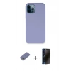 MARSİLYAN™- iPhone 12 Pro Kılıf Zirve Modern Özel Seri - Siyah 3D Antistatik Hayalet Cam Ekran Koruyucu + Metal Kamera Lens Koruma Cam - GD