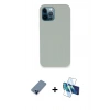 MARSİLYAN™- iPhone 12 Pro Kılıf Zirve Modern Özel Seri - Siyah 3D Antistatik Seramik Nano Ekran Koruyucu + Metal Kamera Lens Koruma Cam - MI