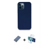 MARSİLYAN™- iPhone 12 Pro Kılıf Zirve Modern Özel Seri - Siyah 3D Antistatik Seramik Nano Ekran Koruyucu + Metal Kamera Lens Koruma Cam - AKYL
