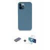 MARSİLYAN™- iPhone 12 Pro Kılıf Zirve Modern Özel Seri - Siyah 3D Antistatik Seramik Nano Ekran Koruyucu + Renkli Kamera Lens Koruma Cam - TU