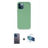 MARSİLYAN™- iPhone 12 Pro Kılıf Zirve Modern Özel Seri - Siyah 3D Antistatik Seramik Nano Ekran Koruyucu + Neon Fosforlu Kamera Lens - MI