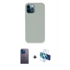 MARSİLYAN™- iPhone 12 Pro Kılıf Zirve Modern Özel Seri - Siyah 3D Antistatik Seramik Nano Ekran Koruyucu + Neon Fosforlu Kamera Lens - MI