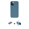 MARSİLYAN™- iPhone 12 Pro Kılıf Zirve Modern Özel Seri - Siyah 3D Antistatik Seramik Nano Ekran Koruyucu + Renkli Kamera Lens Koruma Cam - SI